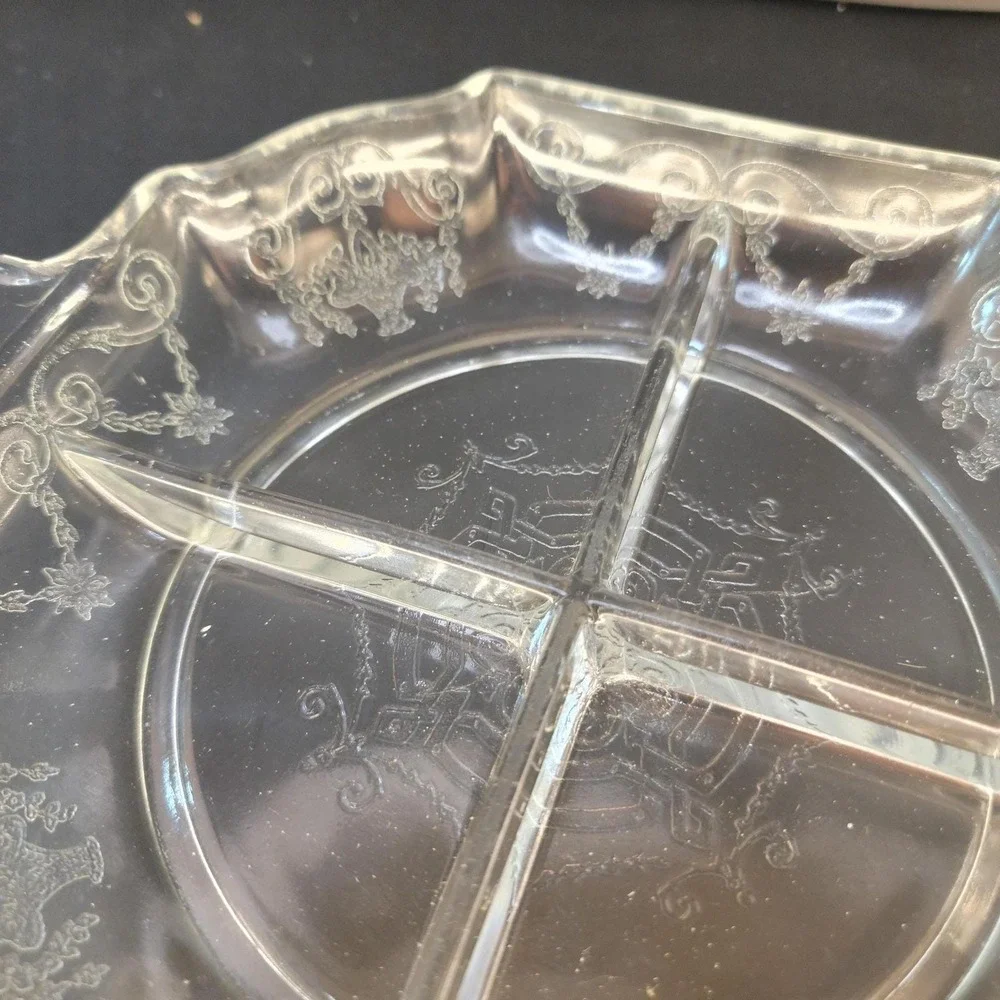 Vintage Indiana Glass Lorain Divided Relish Dish | Depression Glass Serving Tray